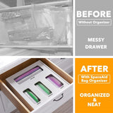 SpaceAid Bag Storage Organizer for Kitchen Drawer, Bamboo Organizer, Compatible with Gallon, Quart, Sandwich and Snack Variety Size Bag (1 Box 4 Slots) - Homesidy.com