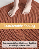 AMOAMI Upgraded Waffle Bath Mat, Super Absorbent Non Slip Bath Mats for Bathroom Floor, Machine Washable Bathroom Rugs with Tassels, Rubber Backed Bathroom Mats, Ultra Soft, 18&34; x 30&34;, Brown - Homesidy.com