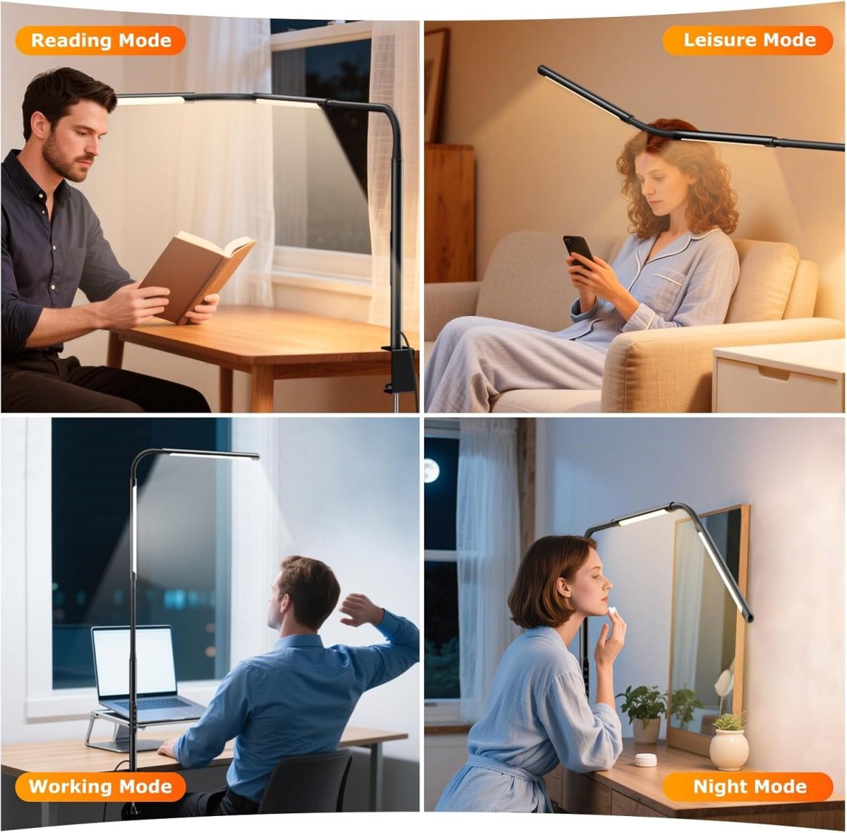 Airlonv LED Desk Lamp for Office Home, Eye - Caring Desk Light with Stepless Dimming Adjustable Flexible Gooseneck, 10W USB Adapter Desk Lamp with Clamp for Reading, Study, Workbench (Black) - Homesidy.com