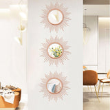3 Pack Metal Mirrors for Wall Sunburst Wall Mirrors Home Décor Decorative Hanging Wall Art for Living Room Bedroom Entryway (Gold, Flower Sunburst) - Homesidy.com