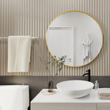 HARRITPURE Round Mirror 30 Black Wall Mounted Circle Mirrors Vanity Mirror with Brushed Aluminum Alloy Frame Modern Decoration for Bathroom, Living Room, Vanity, Bedroom, Entryway - Homesidy.com