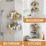 LEVERLOC Corner - adaptive Suction Cup Shower Caddies 2 Pack, Stainless Steel Rustproof Corner Shower Shelf, Large Capacity Removable Suction Cup Bathroom Organizer, Drill - Free Wall Mounted Basket, Gray - Homesidy.com