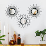 3 Pack Metal Mirrors for Wall Sunburst Wall Mirrors Home Décor Decorative Hanging Wall Art for Living Room Bedroom Entryway (Gold, Flower Sunburst) - Homesidy.com