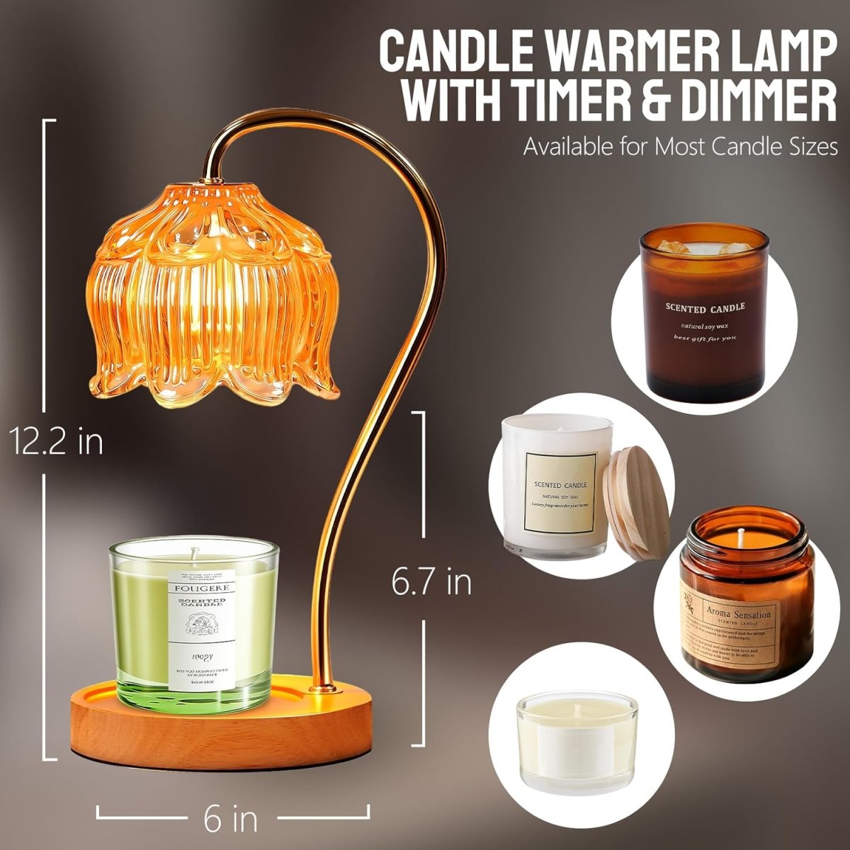 GEEZO Fragrance Candle Warmer Lamp，Electric Candle Warmer with Timer &amp; Dimmer，Mom Christmas Birthday Gifts for Women, House Warming Gifts New Home Bedroom Decor - Homesidy.com