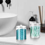XIPENGKEJI 2 Pack Qtip Holder,Canister Apothecary Jar Set, Bathroom Jars with Lids Set for Cotton Swabs, Balls, Pads, Floss Picks,10oz - 12oz Plastic Canisters Restroom Bedroom Vanity Organizer(Black) - Homesidy.com