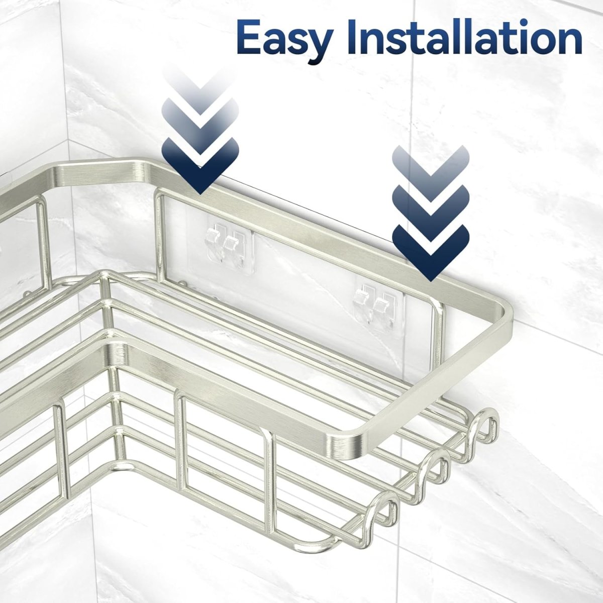 YASONIC Corner Adhesive Shower Caddy, with Soap Holder and 12 Hooks, Rustproof Stainless Steel Bathroom Organizer, No Drilling Wall Mounted Rack, Black, 3 - Pack - Homesidy.com