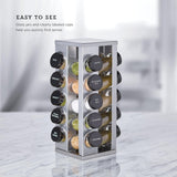 Kamenstein 20 Jar Revolving Countertop Spice Rack with Spices Included, FREE Spice Refills for 5 Years, Polished Stainless Steel with Black Caps, 30020 - Homesidy.com