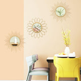3 Pack Metal Mirrors for Wall Sunburst Wall Mirrors Home Décor Decorative Hanging Wall Art for Living Room Bedroom Entryway (Gold, Flower Sunburst) - Homesidy.com