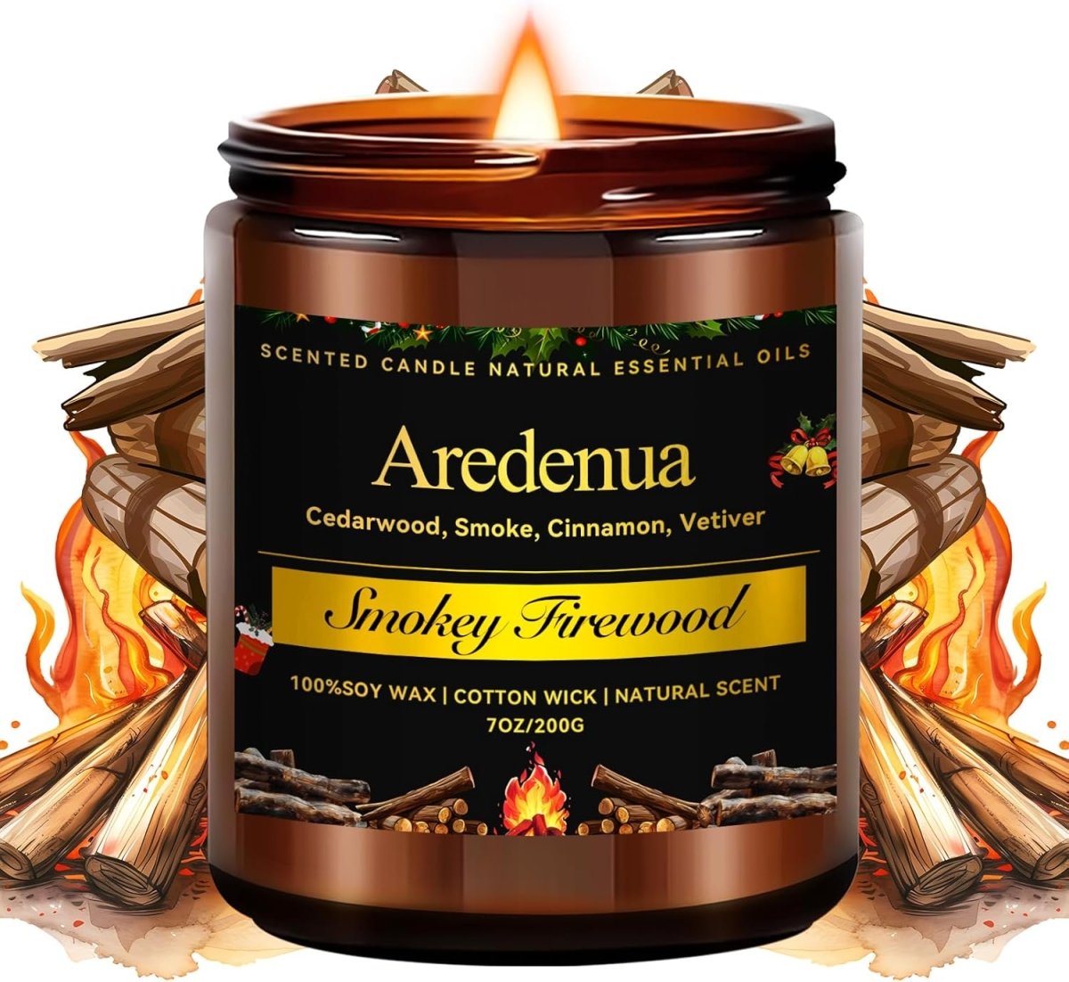 Christmas Candles - Christmas Spice Candle | 7 oz Soy Candles with Warm Cinnamon, Clove &amp; Nutmeg Aroma | Holiday Scented Candle, Cozy Winter Candle Gift for Men &amp; Women - Homesidy.com