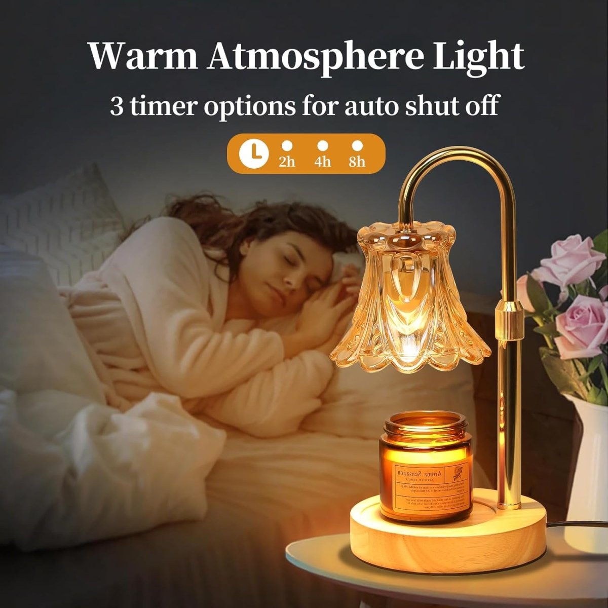 GEEZO Fragrance Candle Warmer Lamp，Electric Candle Warmer with Timer &amp; Dimmer，Mom Christmas Birthday Gifts for Women, House Warming Gifts New Home Bedroom Decor - Homesidy.com