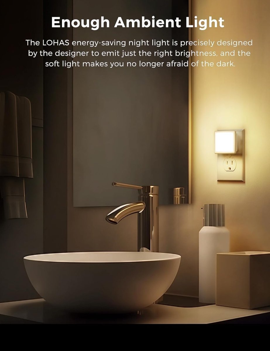 L LOHAS LED Night Lights Plug into Wall 2 - Pack, 0.3W Plug in Night Light, Dusk to Dawn, 3000K Soft White, Bright Nightlight Auto - On/Off, for Adults Kids Room Bedroom Bathroom Hallway Kitchen, Non - Dim - Homesidy.com