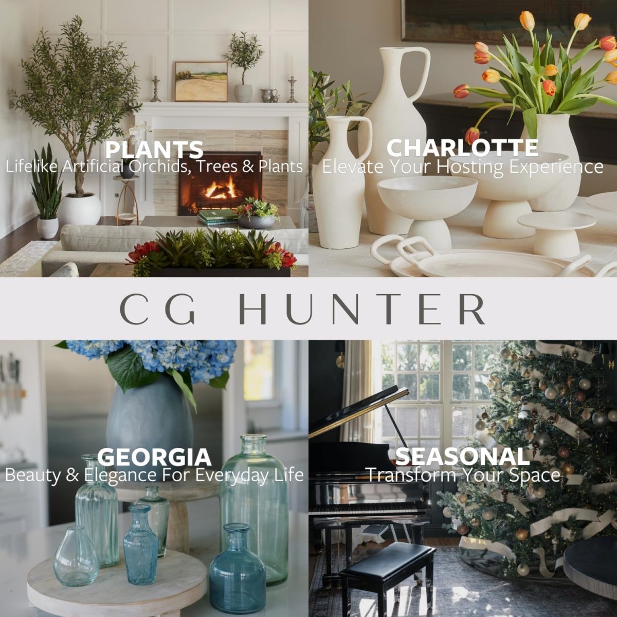 CG Hunter Faux White Orchid Plant, Premium Artificial Indoor Flower Display Stands 25 - Inches with Beautiful Sculptural Blooms and Foliage That Lasts Forever, Grey Planter Pot Included - Homesidy.com