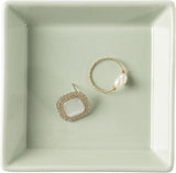 Mecaikru Ceramic Trinket Dish, Ring Tray, Decorative Jewelry Dish for Earrings Necklaces Watch Keys, for Women, White Green - Homesidy.com