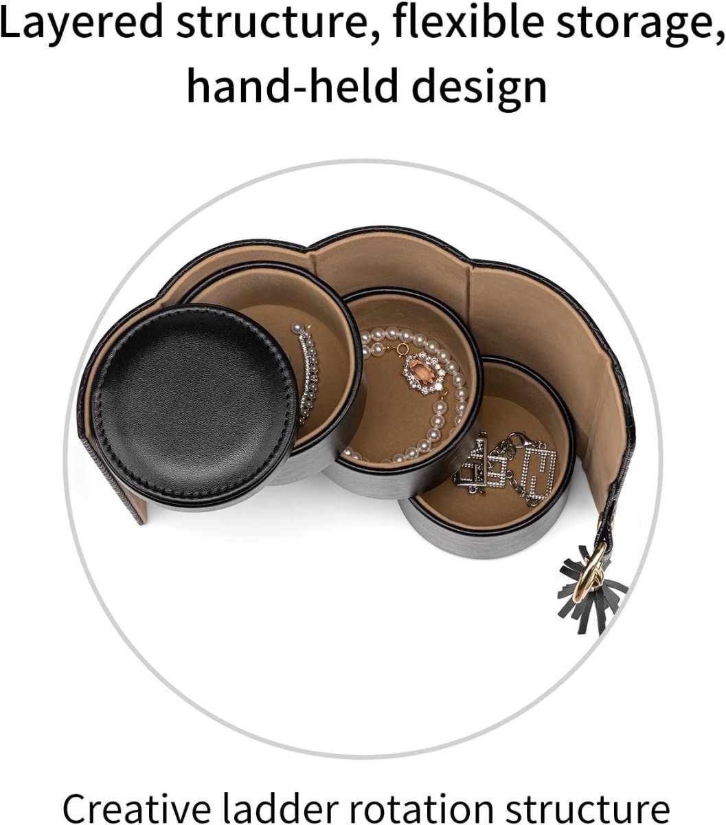Vlando Travel Jewelry Case for Women, Travel Essential, Travel Must Haves Jewelry Travel Organizer for Girls, Christmas Gifts for Travelers Couples Mom Friends - Black - Homesidy.com