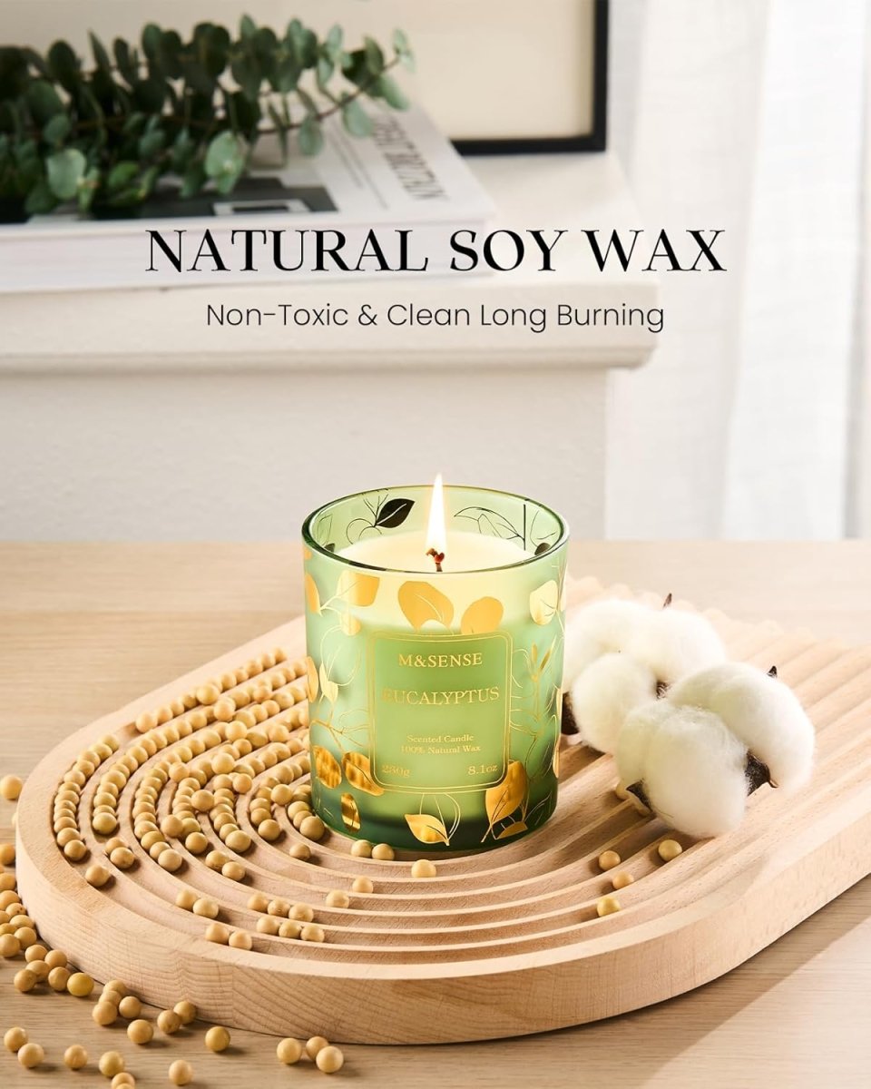 M&amp;SENSE Vanilla Scented Candles, Vegan Soy Candles, Creamy Naturally Scented, 8.1oz 42 - Hour Slow Burning Time, Toxic Free Winter Relaxing Sleep Thanksgiving Christmas Fancy Gift for Home Decor - Homesidy.com