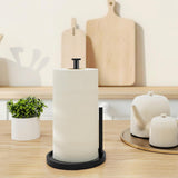 Paper Towel Holder Countertop, Standing Paper Roll Holder with Anti Slip Weighted Base, Stainless Steel Freestanding Paper Towel Holder for Kitchen, Black - Homesidy.com