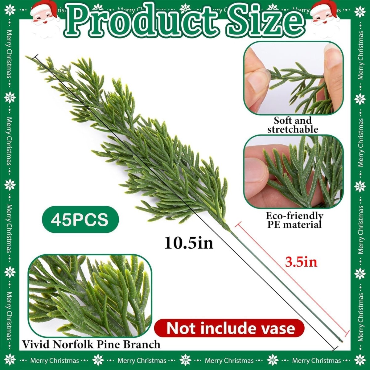Watayo 60 Pcs Christmas Artificial Pine Branches with Red Berry Stems, 10.5&34; Faux Evergreen Norfolk Pine Cypress Leaves Stems, Fake Foliage Pine Needles Picks for DIY Craft Garland Home Decor - Homesidy.com