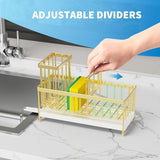 Cisily Black Sponge Holder for Kitchen Sink, Sink Caddy Organizer with High Brush Holder, Kitchen Countertop Organizers and Storage Essentials, Rustproof 304 Stainless Steel, Soap Dispenser Organize - Homesidy.com