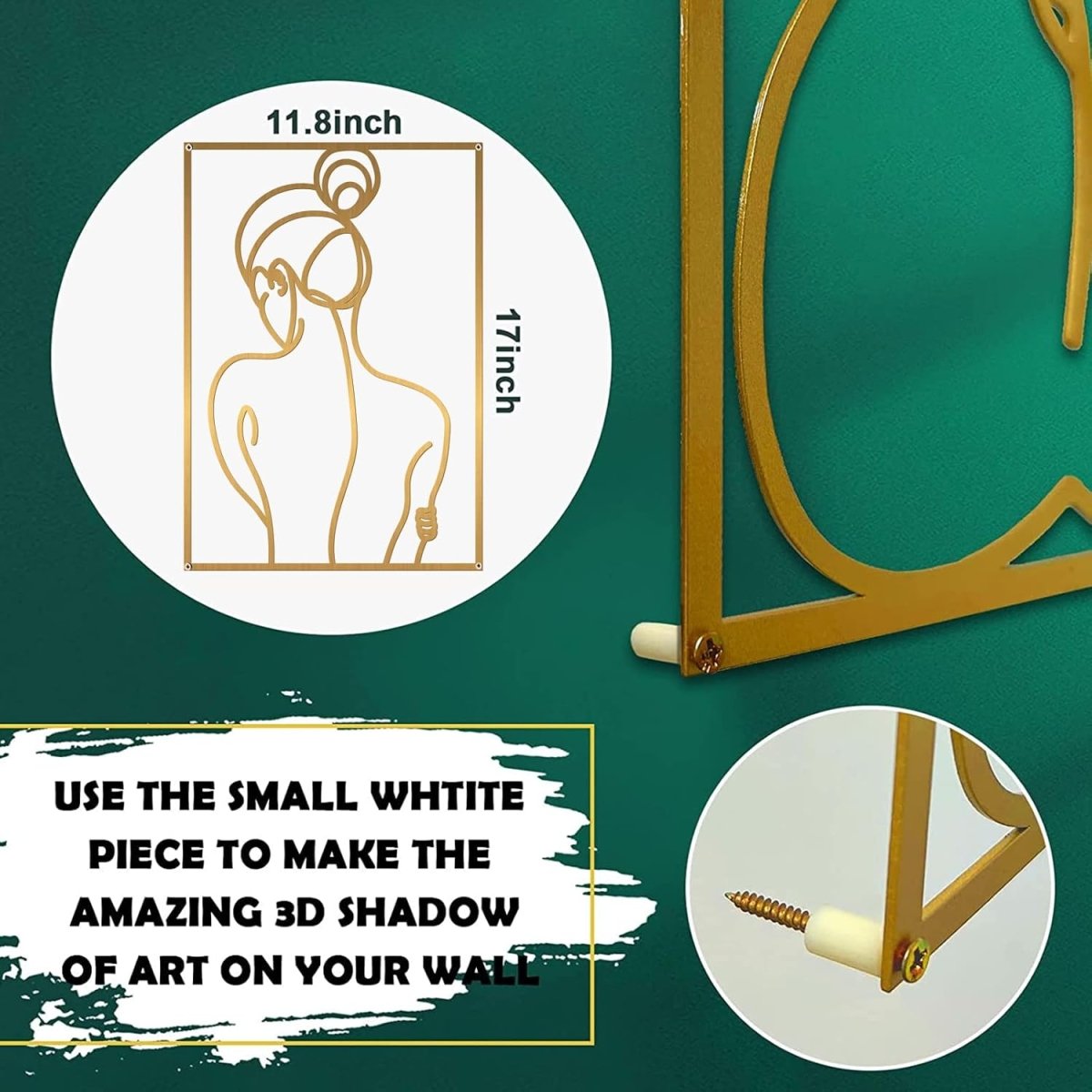 Glamativity 4 Pack Gold Wall Art Decor, Minimalist Single Line Real Metal Wall Art, Womans Body Shape Abstract Wall Art (Gold Classic Style, 17 x 11.8) - Homesidy.com