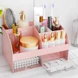 Makeup Organizer with Drawers, Cosmetic Storage for Dresser Vanity and Bathroom Countertop, Beauty Holder for Lipstick Brush, Skincare Organizer for Vanity, Cosmetic Display Case (White) - Homesidy.com