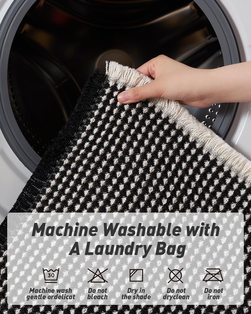 AMOAMI Upgraded Waffle Bath Mat, Super Absorbent Non Slip Bath Mats for Bathroom Floor, Machine Washable Bathroom Rugs with Tassels, Rubber Backed Bathroom Mats, Ultra Soft, 18&34; x 30&34;, Brown - Homesidy.com