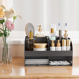Makeup Organizer with Drawers, Cosmetic Storage for Dresser Vanity and Bathroom Countertop, Beauty Holder for Lipstick Brush, Skincare Organizer for Vanity, Cosmetic Display Case (White) - Homesidy.com