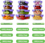 HOMBERKING 24pc Borosilicate Glass Food Storage Containers with Lids, Glass Meal Prep Containers with Leak Proof Snap Lock Lids, Airtight Bento Lunch Boxes, Kitchen Storage (12 lids &amp; 12 Containers) - Homesidy.com