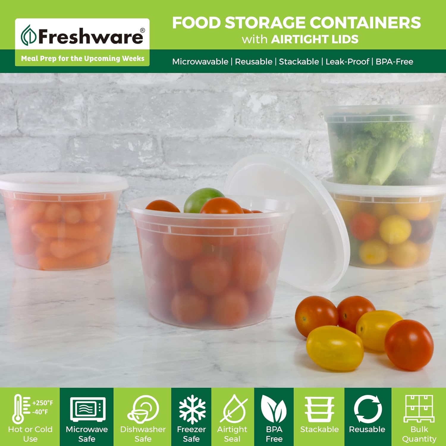 Freshware Food Storage Containers [36 Set] 16 oz Plastic Deli Containers with Lids, Slime, Soup, Meal Prep Containers | BPA Free | Stackable | Leakproof | Microwave/Dishwasher/Freezer Safe - Homesidy.com