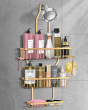 MSAICOE Shower Caddy Hanging - Never Rust Shower Hanging Organizer - Aluminum Over the ShowerHead Caddy with Soap Basket and 6 Hooks for Razor/Sponge (Black) - Homesidy.com