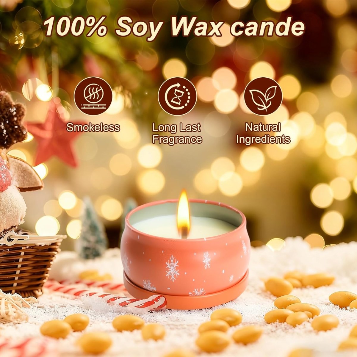 Christmas Candle Set, 6 Pack Candles for Home Scented, Aromatherapy Jar Candle Gifts for Women, Natural Soy Wax Long Lasting Glass Candle Set, Scented Candles for Christmas, Birthday, Thanksgiving Day - Homesidy.com