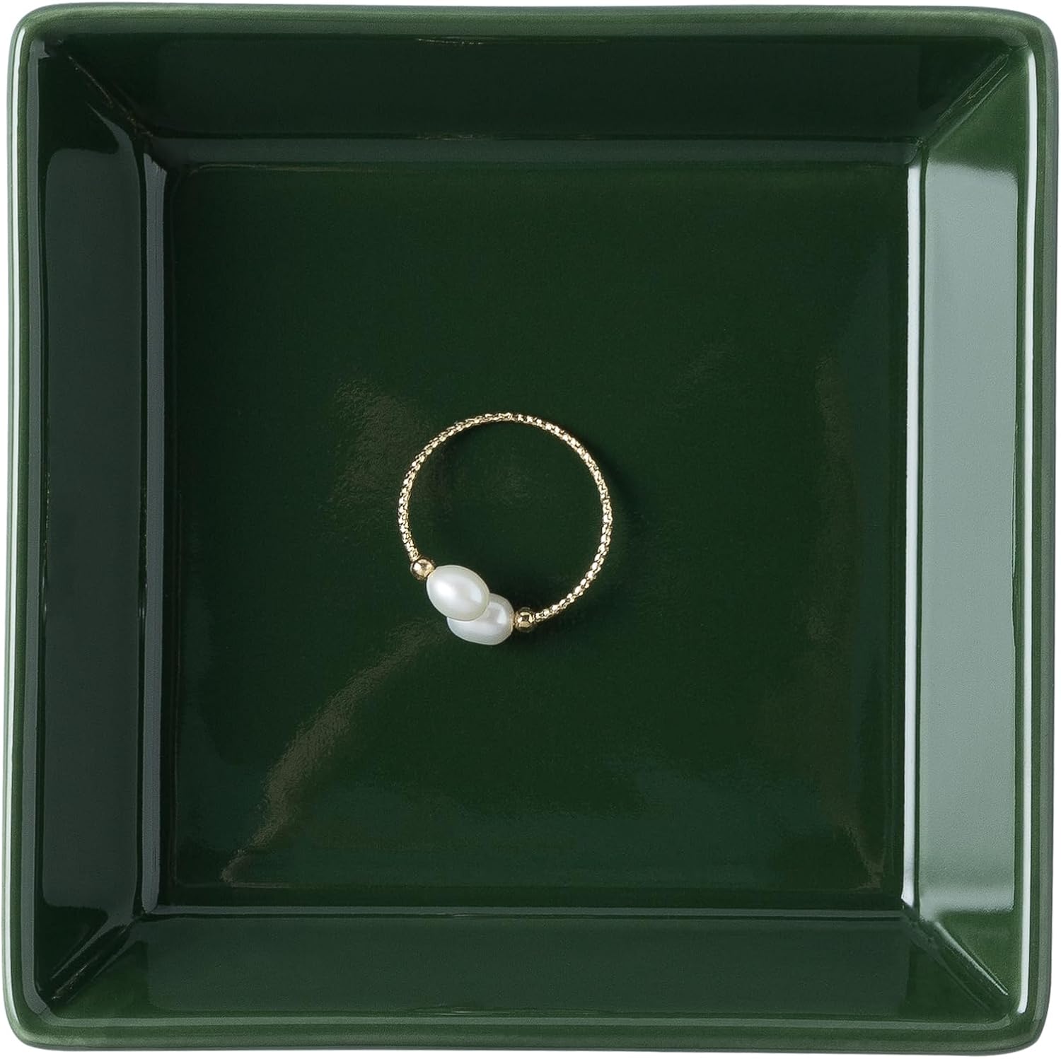 Mecaikru Ceramic Trinket Dish, Ring Tray, Decorative Jewelry Dish for Earrings Necklaces Watch Keys, for Women, White Green - Homesidy.com