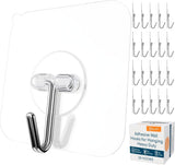 GLUIT Adhesive Wall Hooks for Hanging Heavy Duty 22 lbs Hooks for Walls No Damage, Towel Sticky Clear Hook, Waterproof, Home, Bathroom, Kitchen, Office, and Outdoor 12 Pack - Homesidy.com