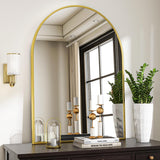 VooBang Arched Wall Mirror, 30 x 38 inch Arch Bathroom Mirror, Wall Mounted Vanity Mirror with Arch Metal Frame, Modern Bathroom Vanity Mirror for Bedroom, Living Room, Hanging or Leaning, Black - Homesidy.com