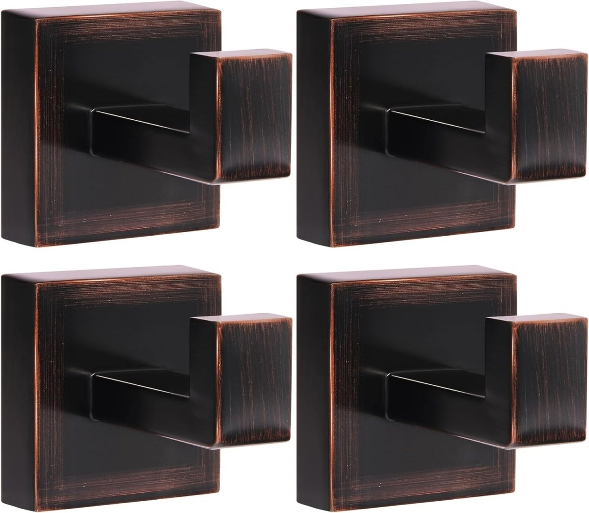 IBosins 4 Pack Towel Hooks Hand Towel Holder for Bathroom Wall Livingroom Bedroom Kitchen Closet Heavy Duty Stainless Steel Hook Hanger for Robe, Bath Towel, Coat (Square Matte Black) - Homesidy.com