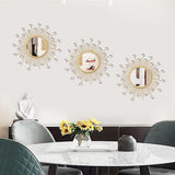 3 Pack Metal Mirrors for Wall Sunburst Wall Mirrors Home Décor Decorative Hanging Wall Art for Living Room Bedroom Entryway (Gold, Flower Sunburst) - Homesidy.com