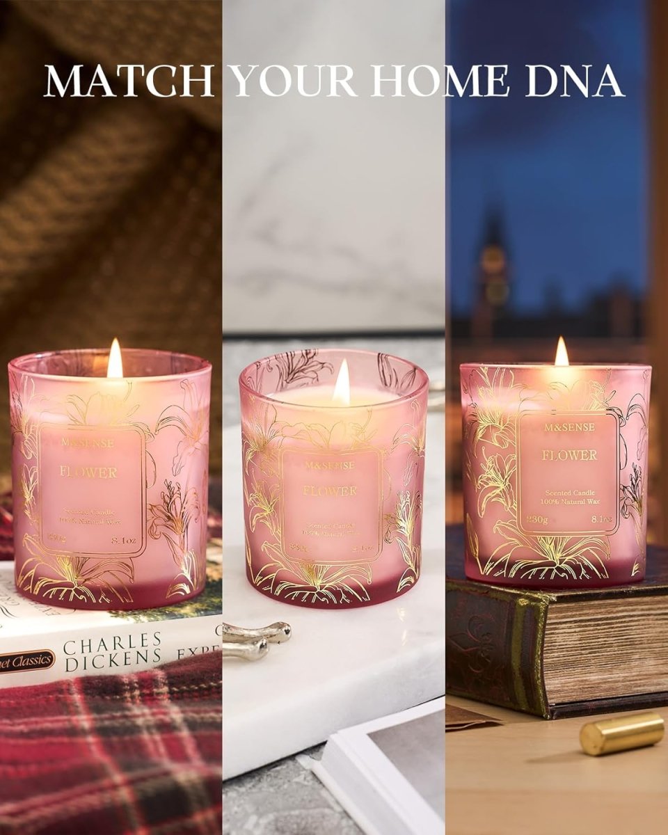 M&amp;SENSE Vanilla Scented Candles, Vegan Soy Candles, Creamy Naturally Scented, 8.1oz 42 - Hour Slow Burning Time, Toxic Free Winter Relaxing Sleep Thanksgiving Christmas Fancy Gift for Home Decor - Homesidy.com