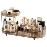 Makeup Organizer Countertop for Vanity, Rotating Perfume Tray with 5 - compartment Cosmetic and Skincare Organizers, Multi - Purpose Desk Storage Makeup Brush Holder for Bathroom Bedroom Counter - Homesidy.com