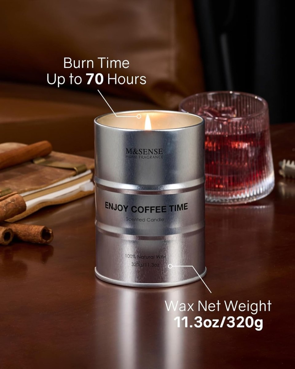 M&amp;SENSE Scented Candle, Tobacco Vanilla Medium Jar Candle Gifts for Men, 70 Hours Slow Burning Natural Soy Candles 11.3oz, Stress Relief Aromatherapy Candles Home Decor, Valentines Day Gifts for Him - Homesidy.com