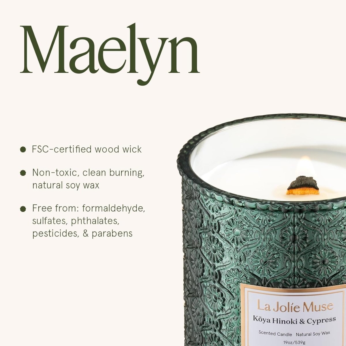 LA JOLIE MUSE Sahara Amber Candle – Bergamot, Clove &amp; Amber | 12 oz Large 2 - Wick Soy Wax Candle | 60 Hours Clean Burn | Gift - Ready for Hosts &amp; Gatherings | Elegant Home Décor - Homesidy.com