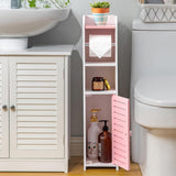 AOJEZOR Toilet Paper Holder Stand: No Drill PVC Small Bathroom Cabinet for Apartment Dwellers - Rental Deposit Protection - Small Space Storage Saving - Homesidy.com
