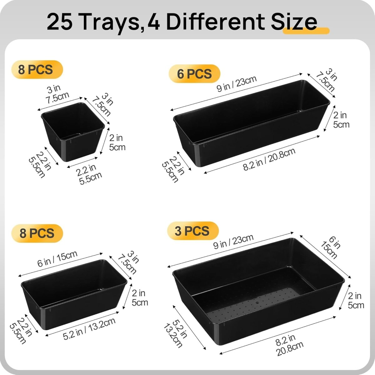 Vtopmart 25 PCS Clear Plastic Drawer Organizers Set, 4 - Size Versatile Bathroom and Vanity Drawer Organizer Trays, Storage Bins for Makeup, Bedroom, Kitchen Gadgets Utensils and Office - Homesidy.com