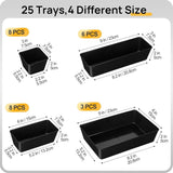 Vtopmart 25 PCS Clear Plastic Drawer Organizers Set, 4 - Size Versatile Bathroom and Vanity Drawer Organizer Trays, Storage Bins for Makeup, Bedroom, Kitchen Gadgets Utensils and Office - Homesidy.com