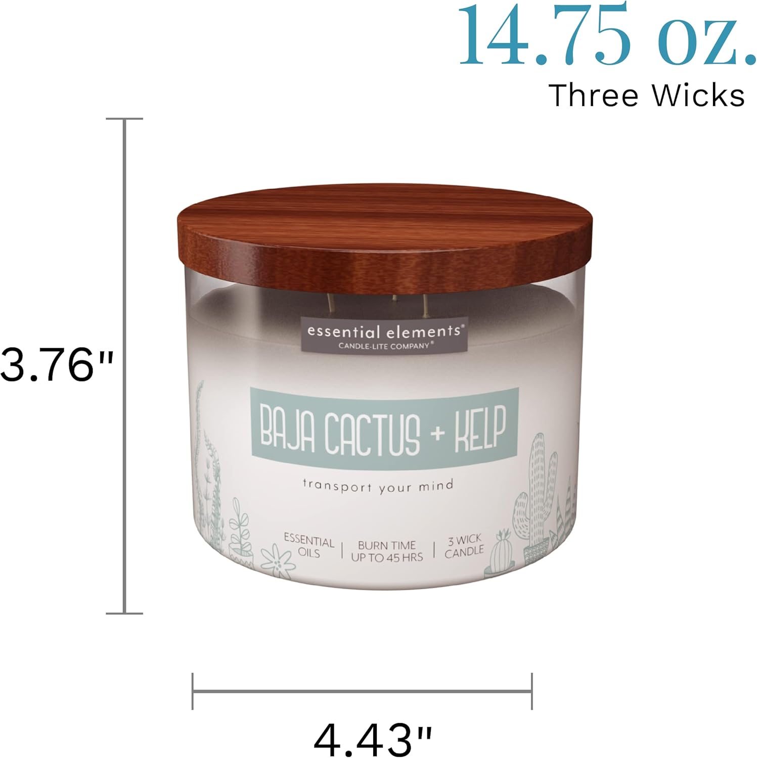 Candle - lite Essential Elements Scented Candles, Eucalyptus &amp; Mint Leaf, 14.75 oz Jar, Proudly Poured in The USA, Aromatherapy, 3 - Wick with 45 Hours Burn Time, Perfect for Creating a Relaxing Ambiance - Homesidy.com