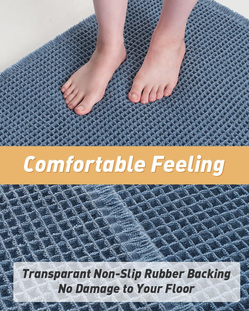 AMOAMI Upgraded Waffle Bath Mat, Super Absorbent Non Slip Bath Mats for Bathroom Floor, Machine Washable Bathroom Rugs with Tassels, Rubber Backed Bathroom Mats, Ultra Soft, 18&34; x 30&34;, Brown - Homesidy.com