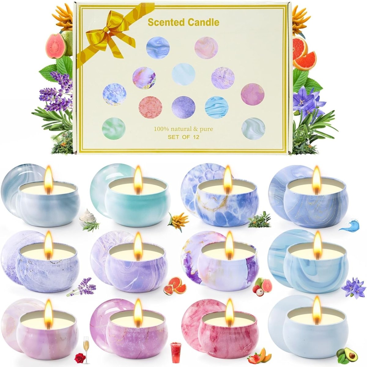 Christmas Candle Set, 6 Pack Candles for Home Scented, Aromatherapy Jar Candle Gifts for Women, Natural Soy Wax Long Lasting Glass Candle Set, Scented Candles for Christmas, Birthday, Thanksgiving Day - Homesidy.com