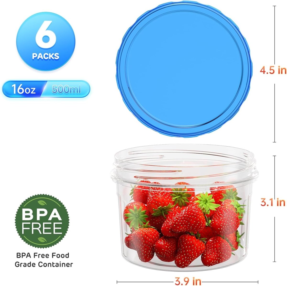 Freezer Storage Containers, [6 Pack - 16 Oz] Airtight Plastic Food Storage Containers with Twist Top Lids, Soup, Meal Prep Containers | BPA Free | Stackable | Leakproof | Microwave/Dishwasher Safe - Homesidy.com