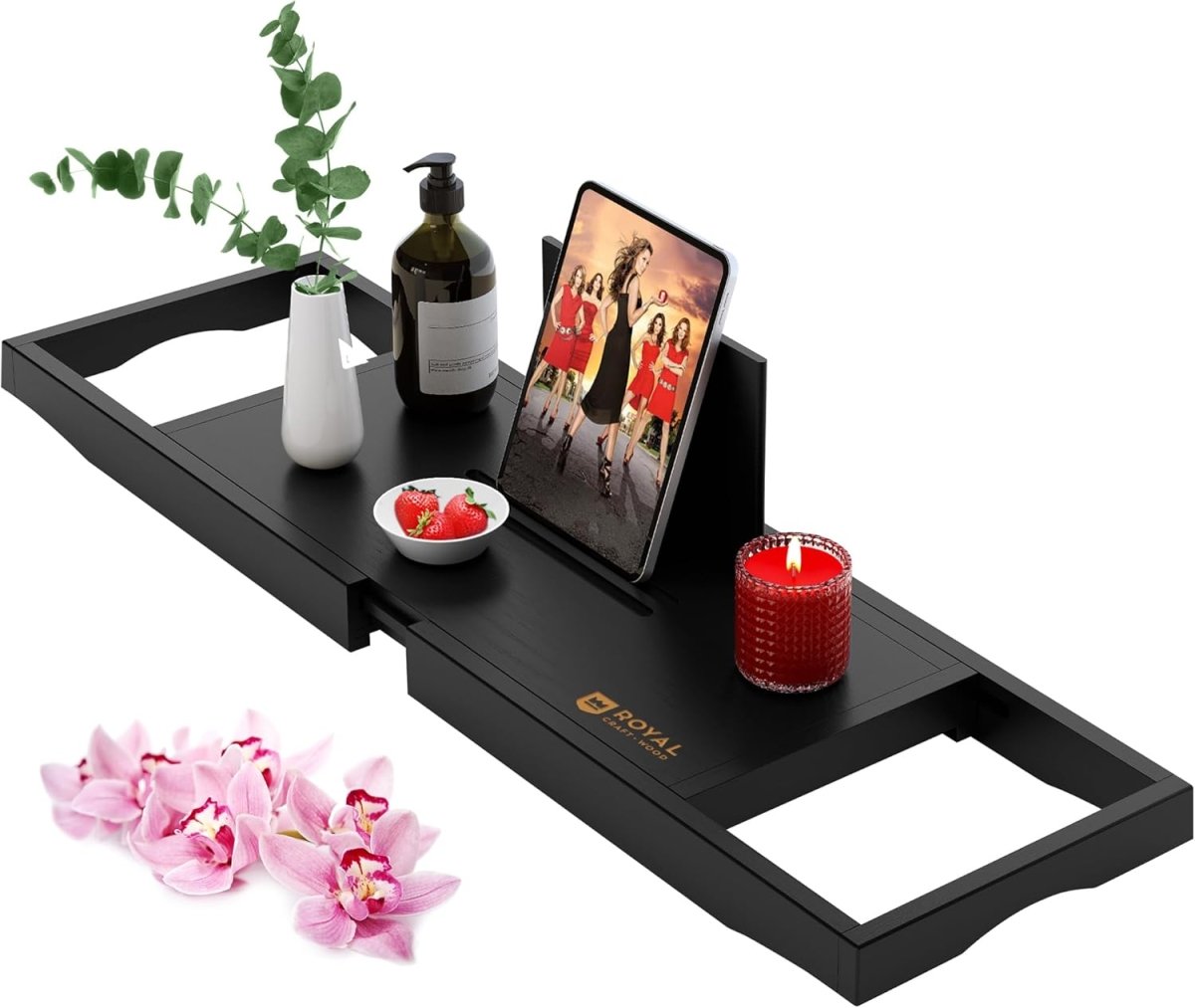 ROYAL CRAFT WOOD Bathtub Tray Caddy for Tub, Bamboo Bath Shelf, Premium Foldable Wood Bath Table, Expandable Bathtub &amp; Bathroom Accessories, New Home Gifts for Mom, Housewarming, Anniversary, Wedding - Homesidy.com