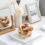 Yalikop 3 Link Wood Knot Decor - Hand Carved Coffee Table Decoration, Boho Chain Link Decor, Modern Shelf, Rustic Objects for Home Living Room Bedroom(White) - Homesidy.com