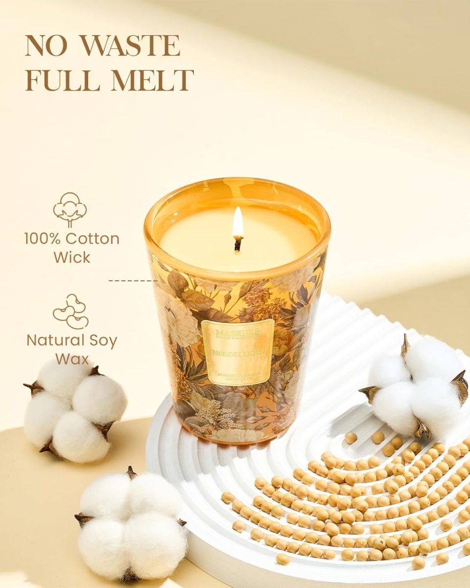 M&amp;SENSE Extra Large Candle Creamy Vanilla Scented, 3 - Wick 35oz 150H Long Lasting, Natural Soy Wax Aromatherapy Candle for Stress Relief, Home Fragrance Fall Winter Christmas Thanksgiving Gifts - Homesidy.com