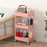 Sywhitta 3 - Tier Plastic Rolling Utility Cart with Handle, Multi - Functional Storage Trolley for Office, Living Room, Kitchen, Movable Storage Organizer with Wheels, White - Homesidy.com